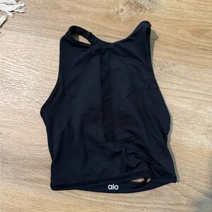 Alo Black Lace Up Racerback Tank Top